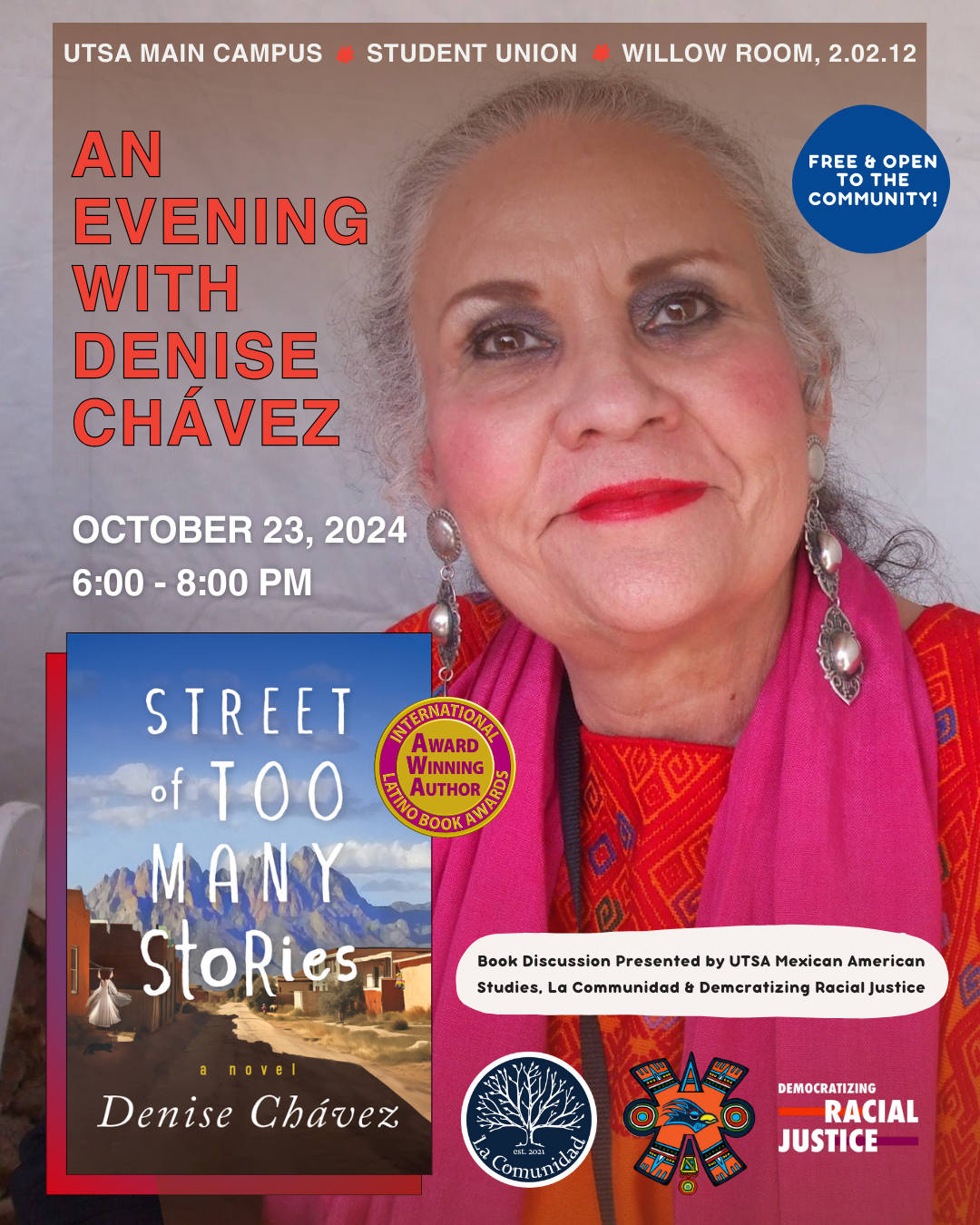 Flyer for Denise Chavez with book cover