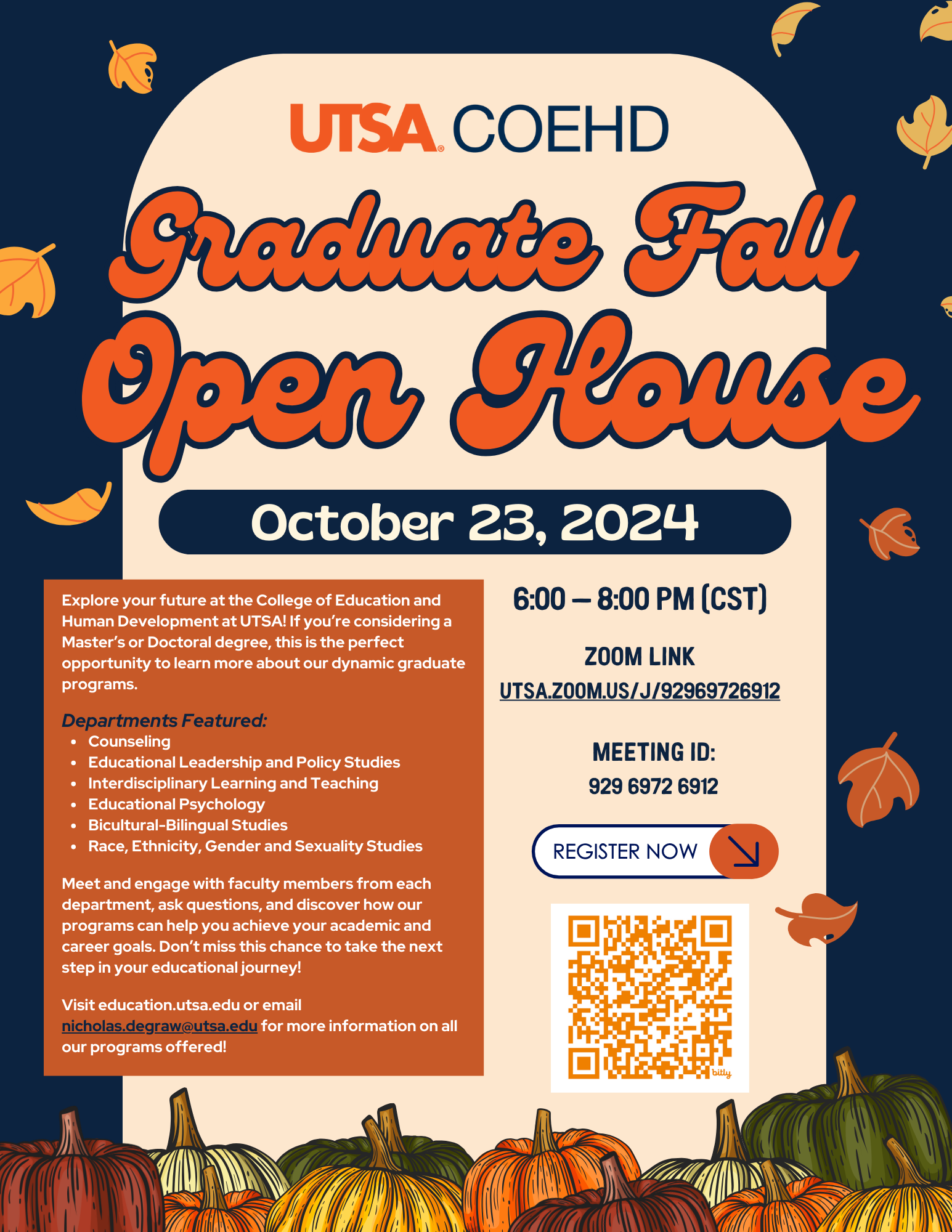 Graduate Fall Open House Flyer