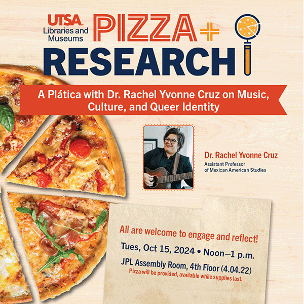 Image of pizza with Dr. Rachel Cruz for Event