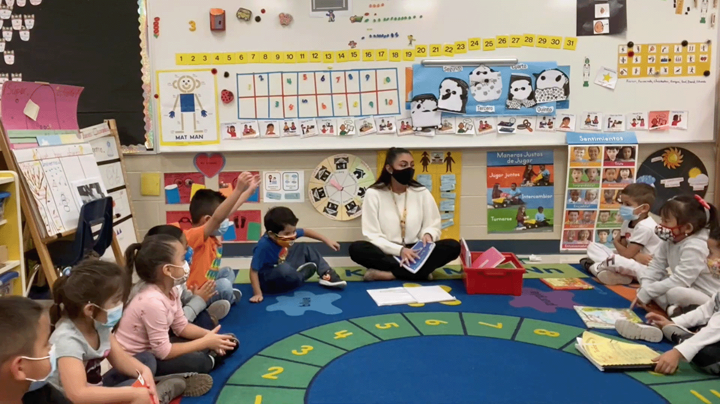 Teacher working with students in k-12
