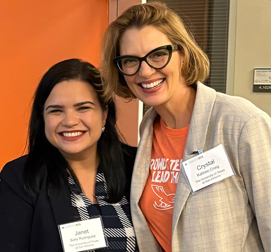 Janet Solis Rodriguez and Crystal Kalinec-Craig at the LonestaRP3 Teacher Workforce Strategy event.